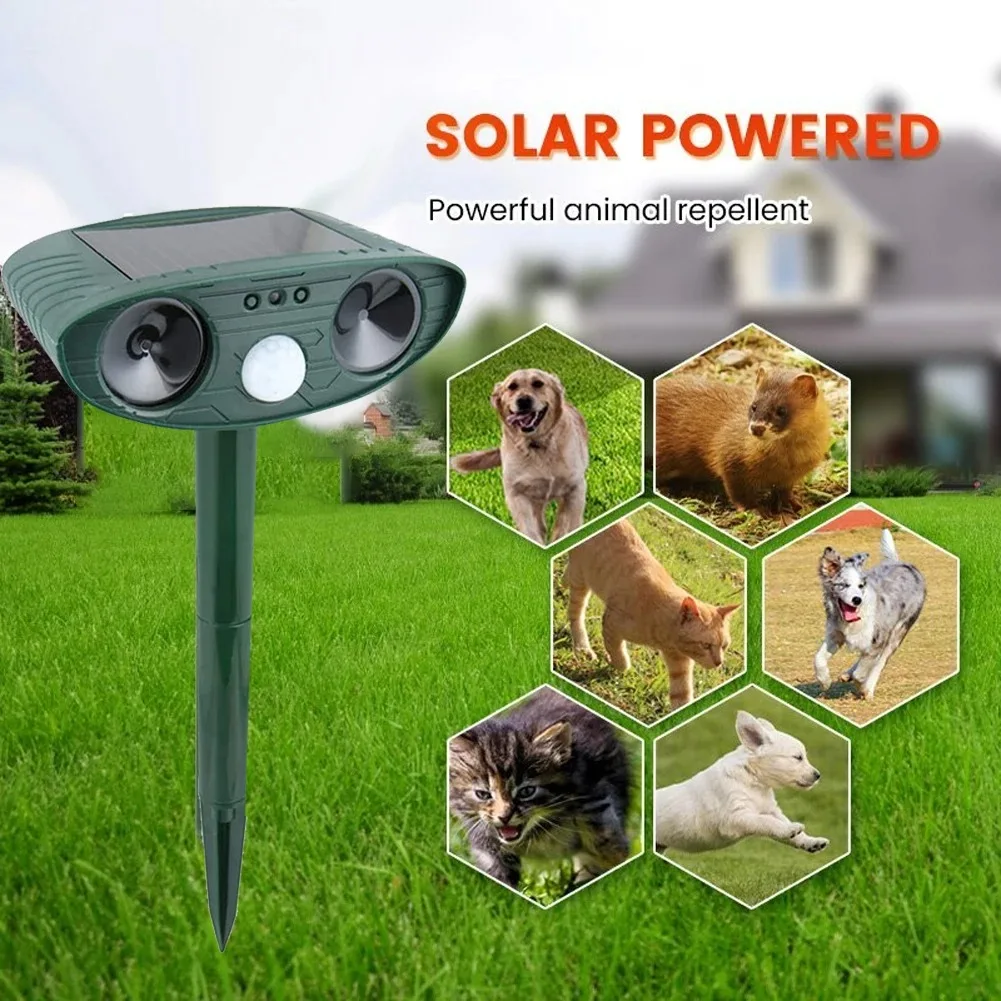 Solar Animal Repeller Outdoor PIR Motion Detector Cat Dog Repellant Animal Deterrent Device With Light Home Garden Supplies