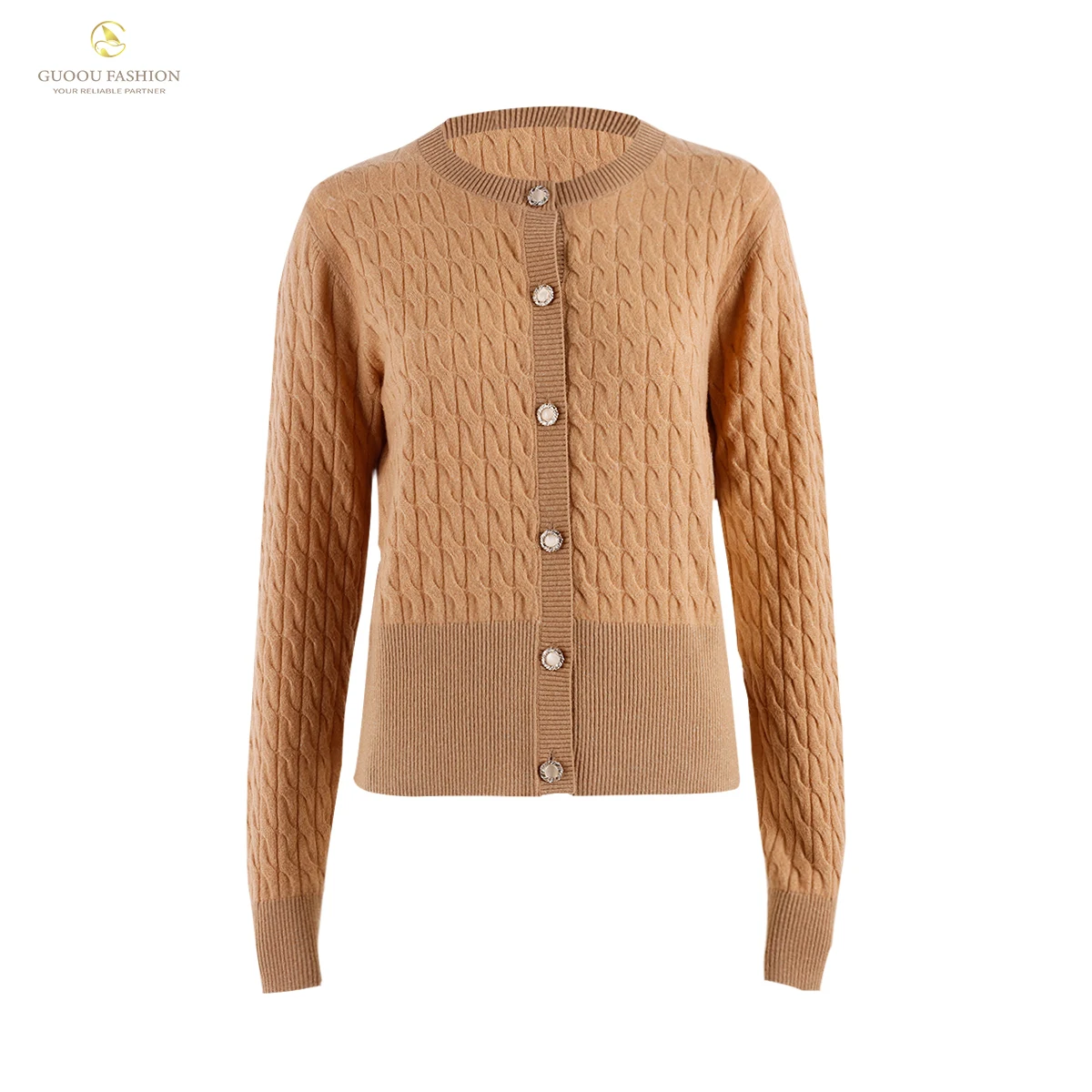 Popular Women Cashmere Sweater Mock Neck Knit Top Cable Button Knit Pullover