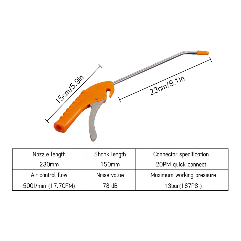 20PM Quick Connect Nozzle length 108mm 230mm Air Duster Blow Gun Air Blow Gun Long