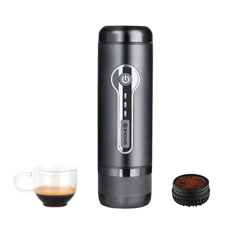 12v car use rechargeable CAN BOIL WATER coffee machine portable fully automatic can heat and pump 18 bar max