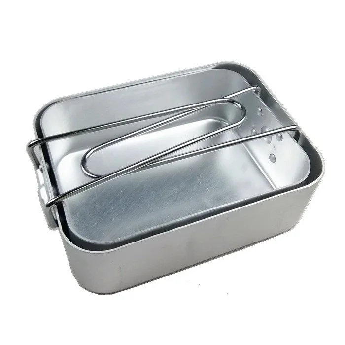 Factory wholesale 100% aluminum camping mess tin  2 pcs in 1 set,  vintage outdoor aluminum mess tin in stock for fast delivery