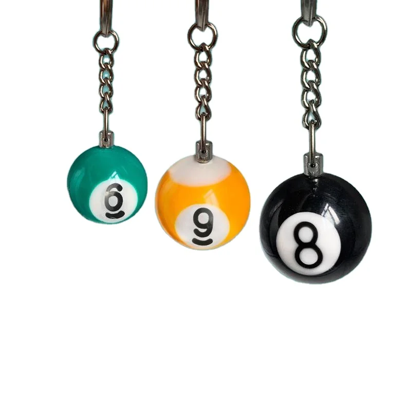 high quality Phenolic resin Billiard balls keychain 25mm Pool Ball in NO8/NO9/whiteball keyrings Billiard accessories