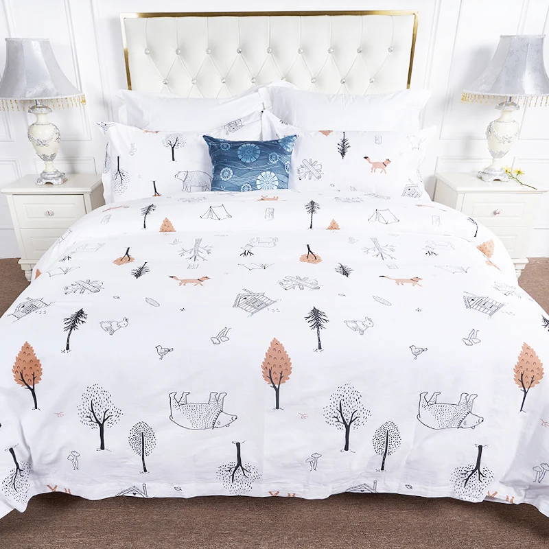 Luxury Customized Style Egypt Cotton Hotel Bedding Set White Fluffy Duvet Cover Set