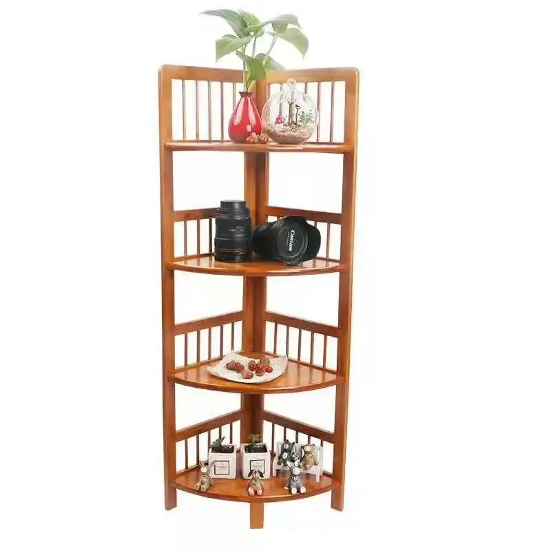 Economical Custom Design Shelf Kitchen Triangle Bamboo Corner Storage Rack