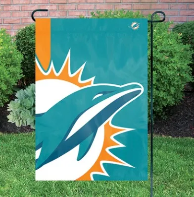 Высокое качество на заказ Новый 2-сторонний Miami Dolphins NFL 100% полиэстер Печатный садовый баннер флаг
