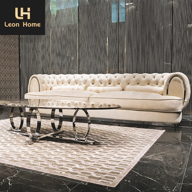 Italian design luxury home furniture couches button tufted chesterfield upholstered sofa