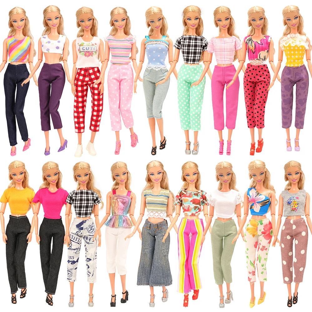 
Wholesale Fashion 30 items/Set Accessories=10 Tops+10 Pants+10 Doll Shoes For 11.5inch 30cm Girl Doll Game Kid Girl Gift Toys 