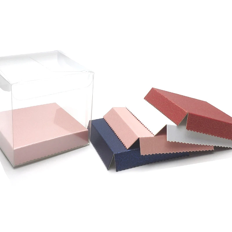 Custom clear packaging cake acetate box with white paper insert