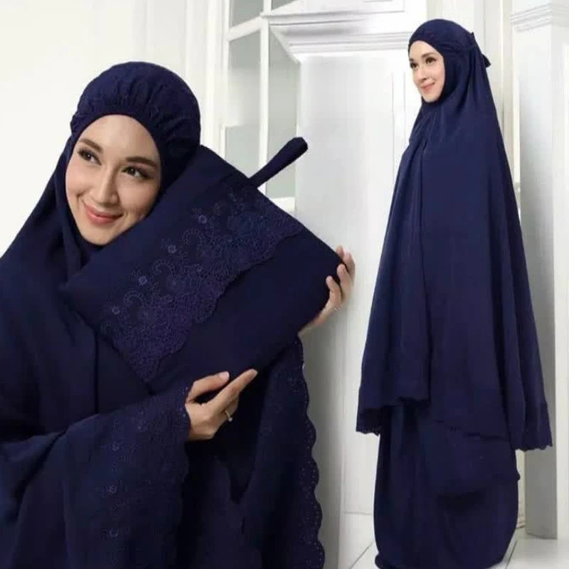 New Style Plus Size Muslim Prayer Dress Set Breathable and Seamless Polyester Abaya For Eid Dress