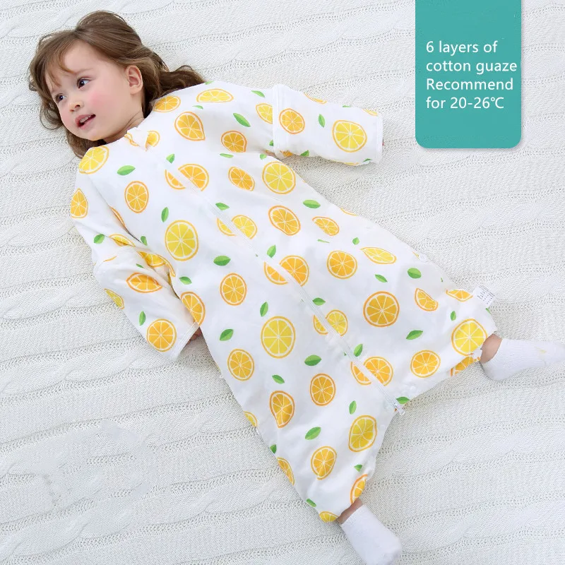 eco-friendly printing 4 Layer Summer Breathable muslin baby sleeping bag with leg