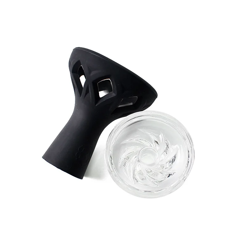 Sales New Glass Wholesale Custom Smoking Hookah Accessories  Hookah Bowls With Silicone 1 Hole Flower Style Tobacco Holder Accessories