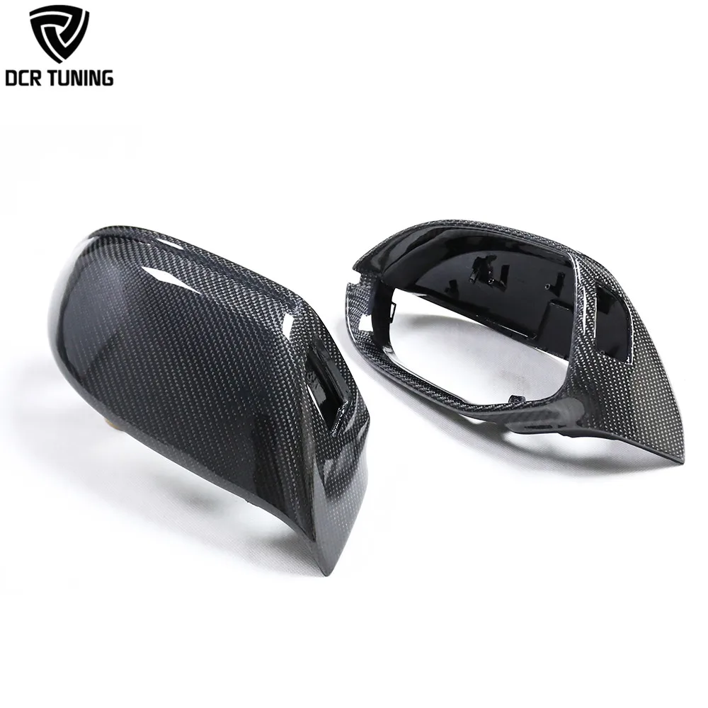 4 PCS/SET Carbon Fiber Wing Mirror Cover for Audi A7 S7 With Lane Blind Assist Auto Rearview Replace Mirror Shells 2011-2017