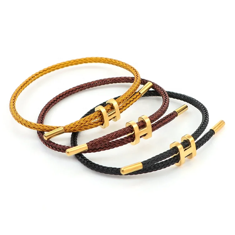 Fashion Jewelry Lucky Mixed Color Waterproof Stainless Steel Wire Woven Bracelet Adjustable DIY Couple Festival Gift Bracelet