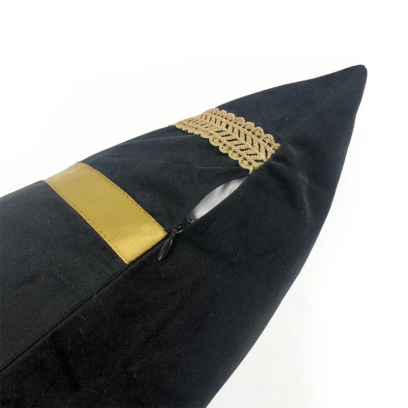 Wholesale throw custom pillowcase velvet golden decoration home decor cushion cover Black gold pillowcase