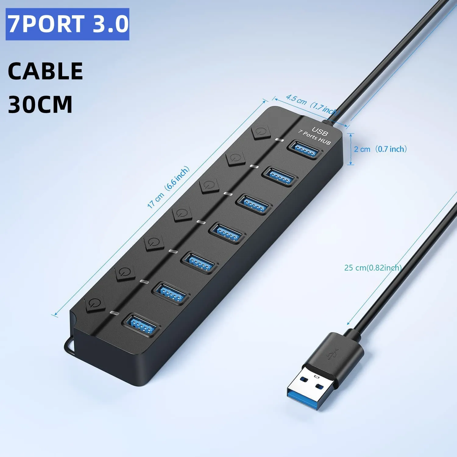 Hot Selling 7 Ports USB3.0/2.0 High Speed 5Gbps Micro USB Hub Splitter Adapter for Sale