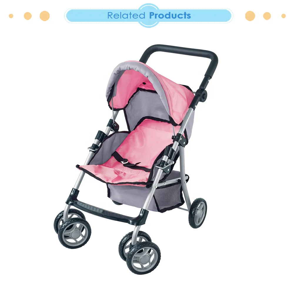 Dollri Starri New Fabric Design 2022 Baby Doll Pushchair with Sun Canopy and Adjustable Handle and Seat Stroller for Dolls