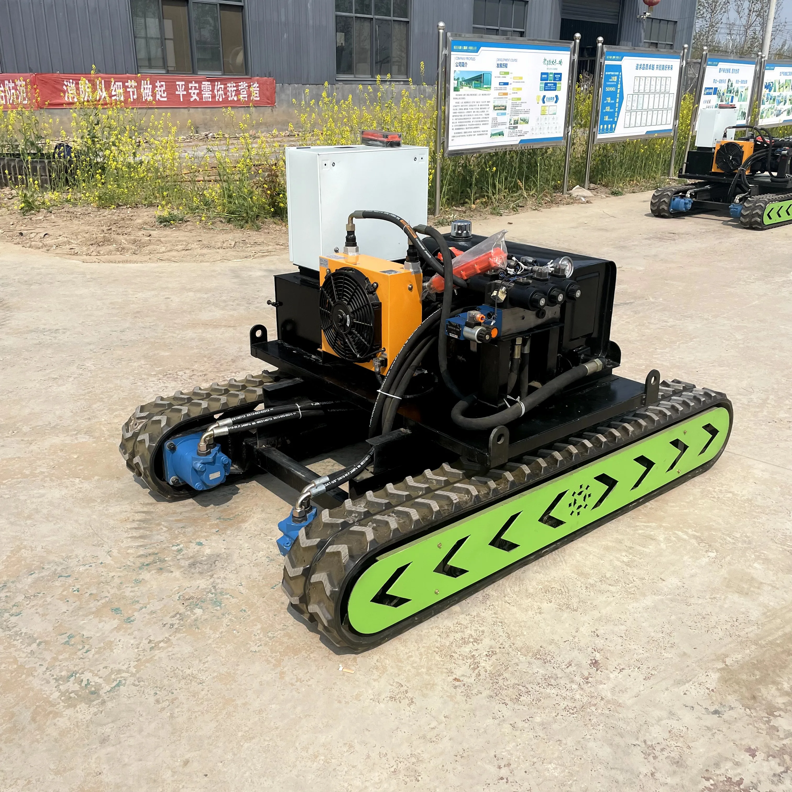 Electric Remote Control Rubber Track Chassis Platform Tracked Undercarriage Chassis With 24v 48v Ac Motor