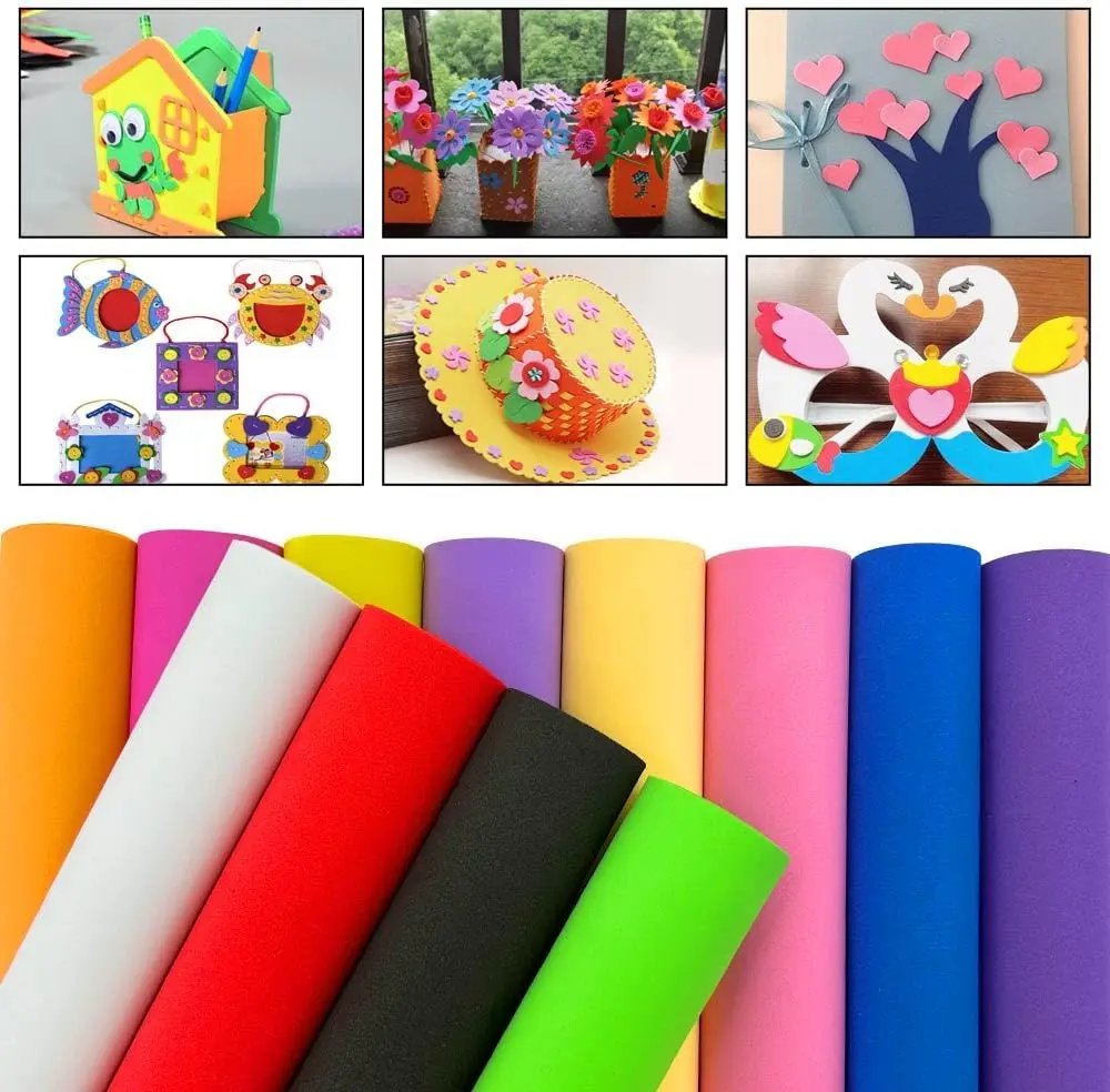 120 Pack EVA Foam Sheets  8 x 6 Inch 2mm Thick Assorted 15 Colors Craft Foam Paper for School Supply and DIY Handcraft Projects