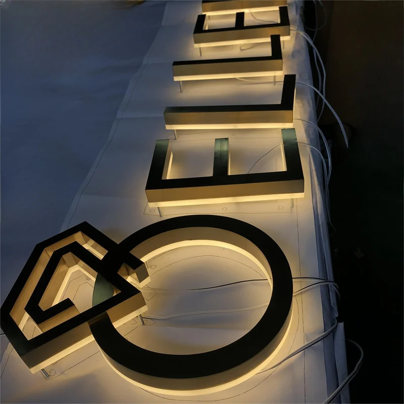 Customized Brushed Chromed Stainless Steel Small Acrylic Led Backlit Channel Letters for Shop