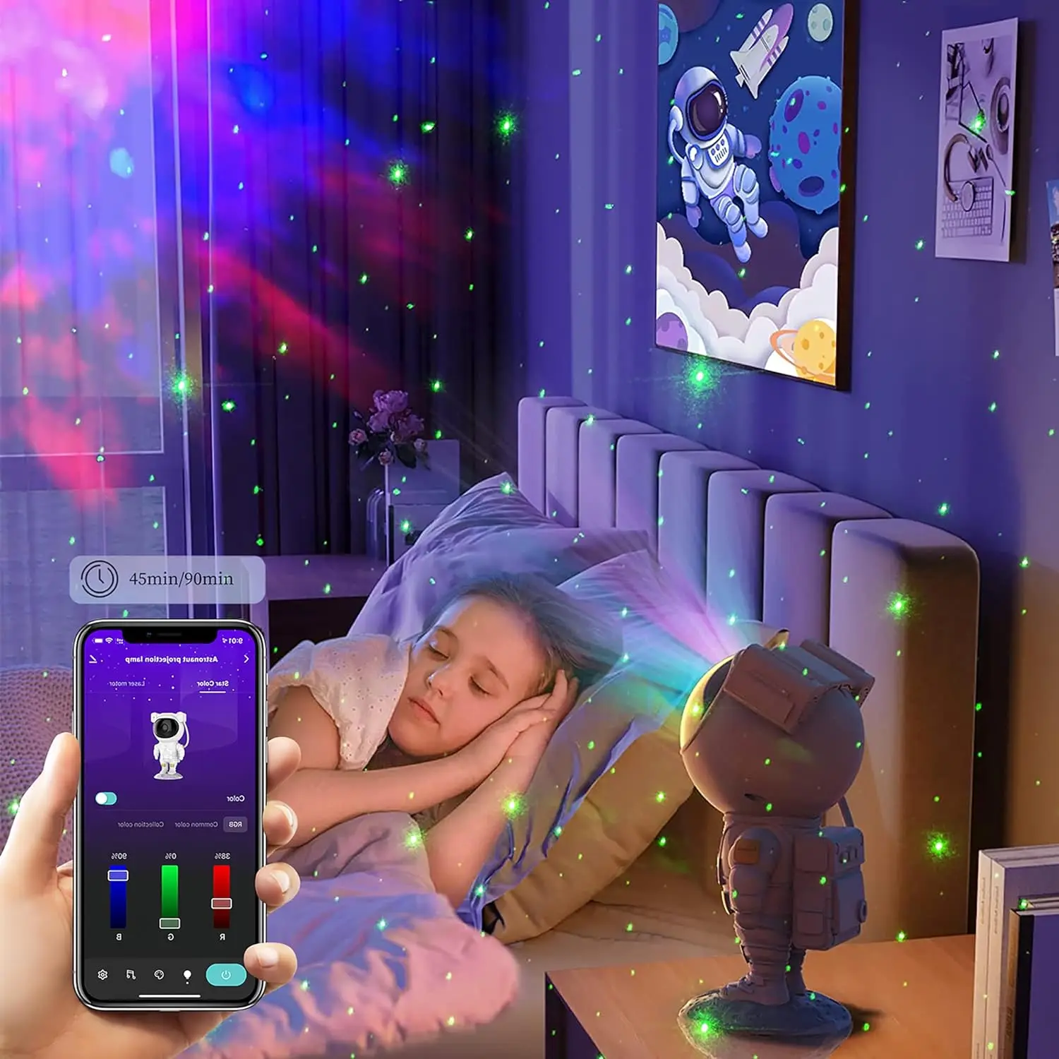 Space Astronaut Projector Lamp Bedroom Laser Projection Ambient Light Remote Control Timer Star Projector Light