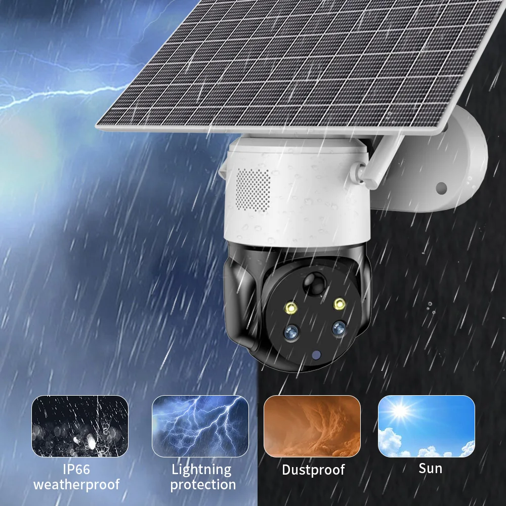 ShireStar Eseecloud V380 Pro Solar Powered Surveillance Security PTZ CCTV Camera Dual Lens Zoom Wireless Outdoor WiFi Camera