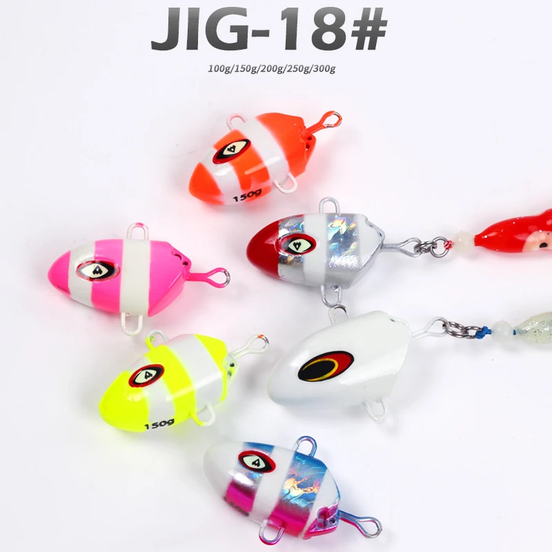 Jetshark Metal Slow Jig Head Luminous Fishing Jigging Bait Slider Octopus Assist Hook Rigs Squid Skirt Saltwater Jigging Lure