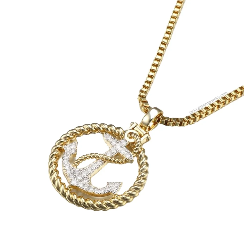 
JASEN JEWELRY gold plating charm pendant anchor diamond pendant 