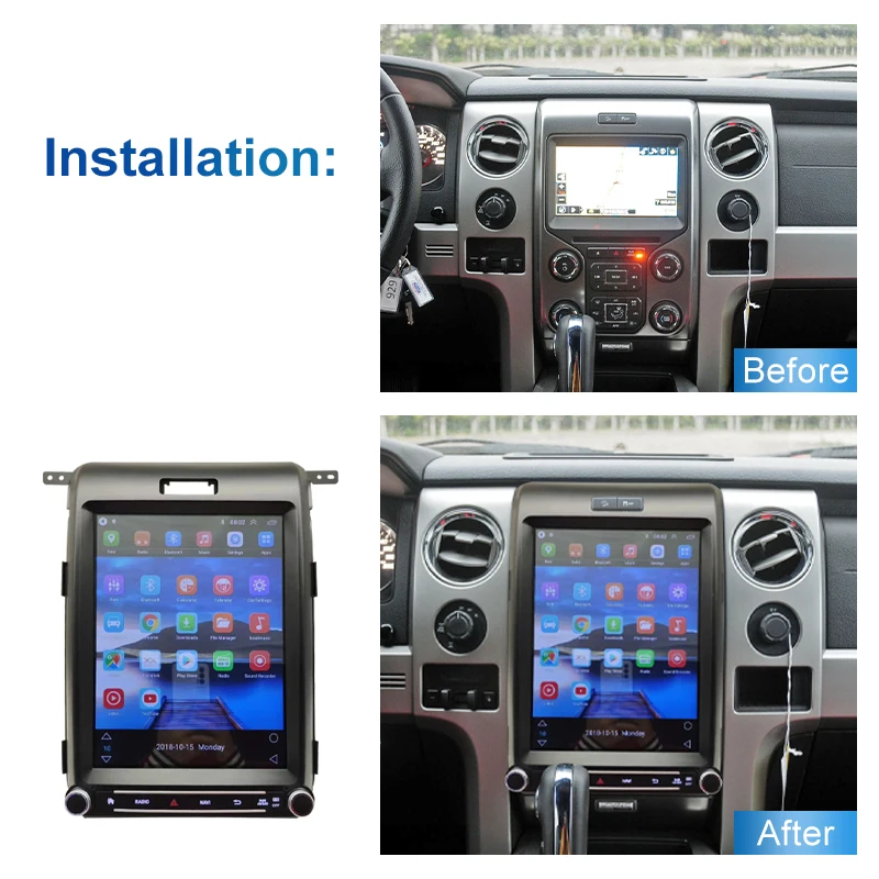 Tesla Style Vertical Screen Car Android Radio Panel For Ford 2013-2015 F150 Car Stereo Audio Dvd Stereo Player
