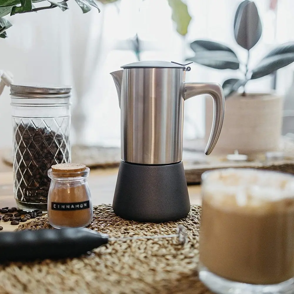 FREE SAMPLE Stainless Steel Stove top Espresso Maker Mocha pot Cuban Italian Coffee maker for Induction gas or electric stoves