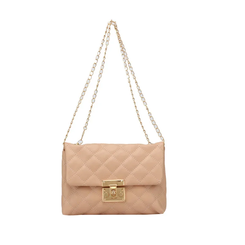 Ladies rhombic embroidery thread one shoulder chain handbag wholesale 2021 bag cover type lock ladies bags handbag