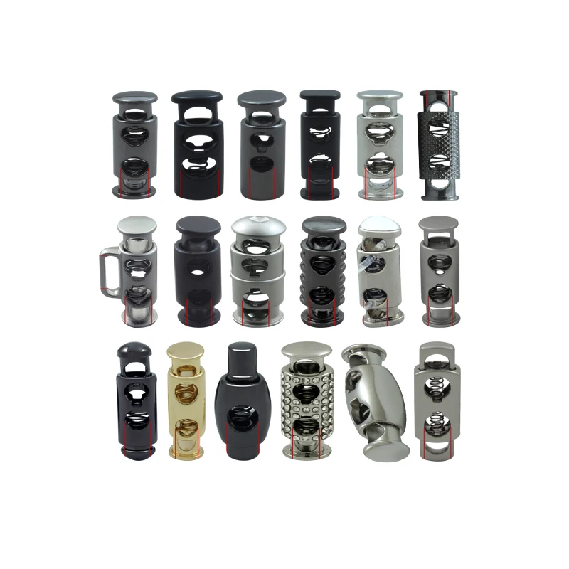 Customize zinc alloy metal cord end caps locking extension line lock large hole stopper gold silver and back buckles