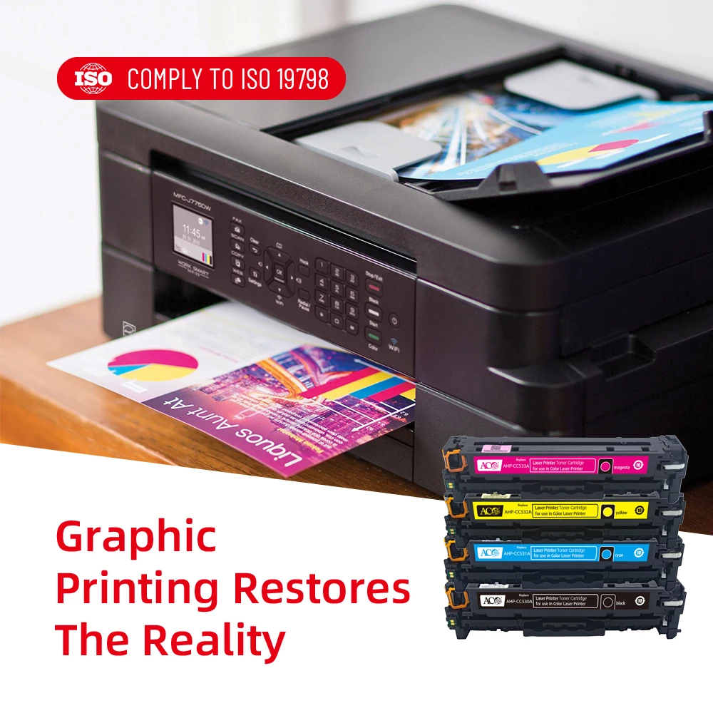 ACO Manufacturer Toner Cartridge CC530A CC531A CC532A CC533A CC53 304A Color Universal Compatible For HP CM2320 CP2025