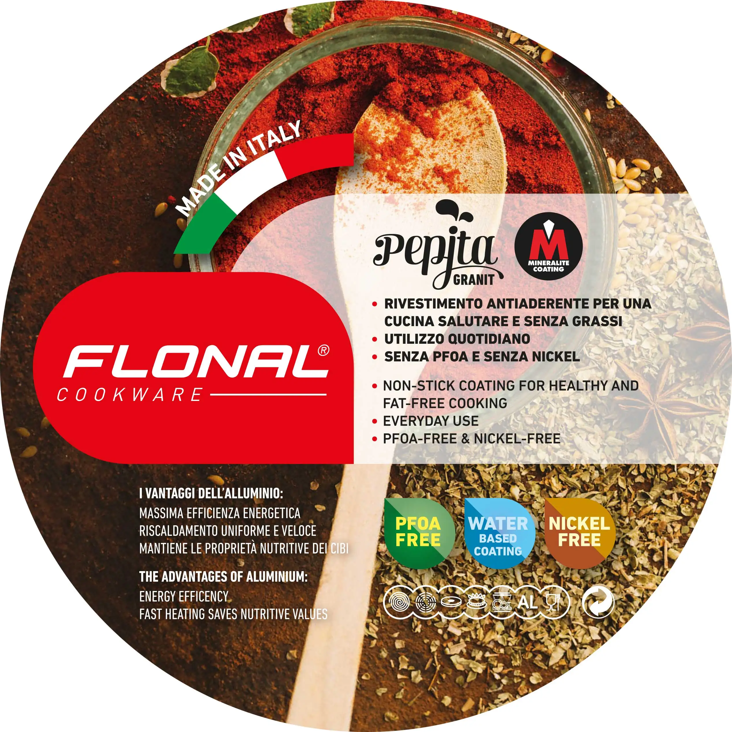 Flonal Italian Oven Cooking Roasting Pan Best Non-Stick round Bronze Granite Bakeware Metal for Everyday Use