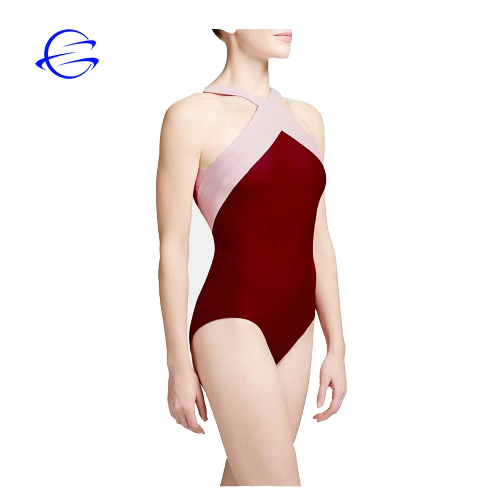 Simple Style Sleeveless Thong Women Dance Leotard for Stage Performance