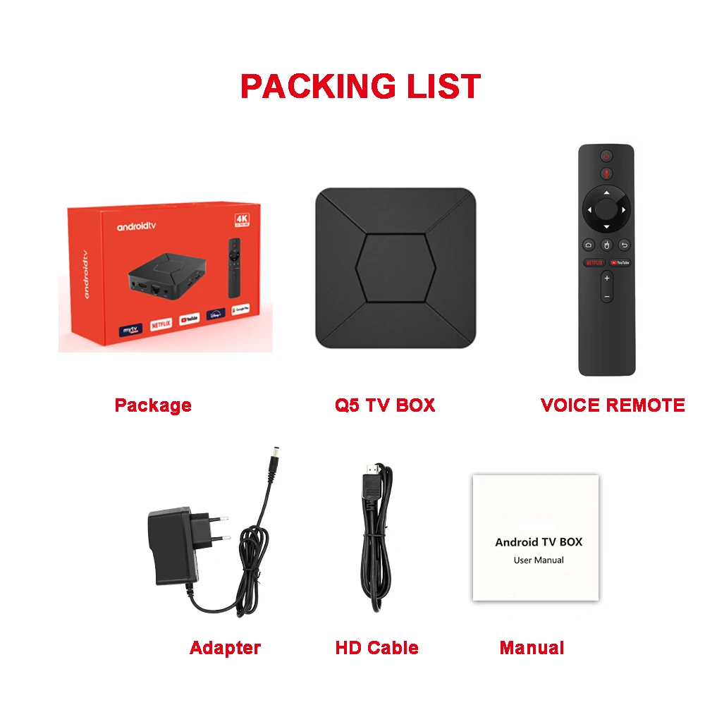 Готово к отправке Q5 Android 10 0 Smart TV Box Allwinner H313 медиа плеер 2 ГБ 8 ATV голосовой пульт дистанционного управления TVBOX