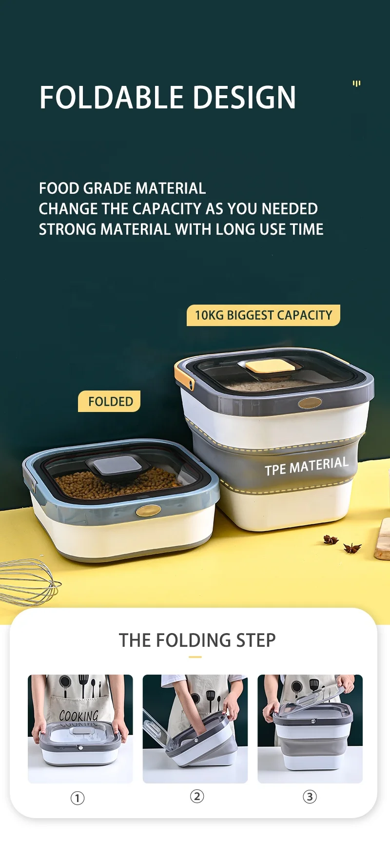 Kitchen Plastic Dry Food Dispenser Box Cereal Nuts Rice Beans Storage Container