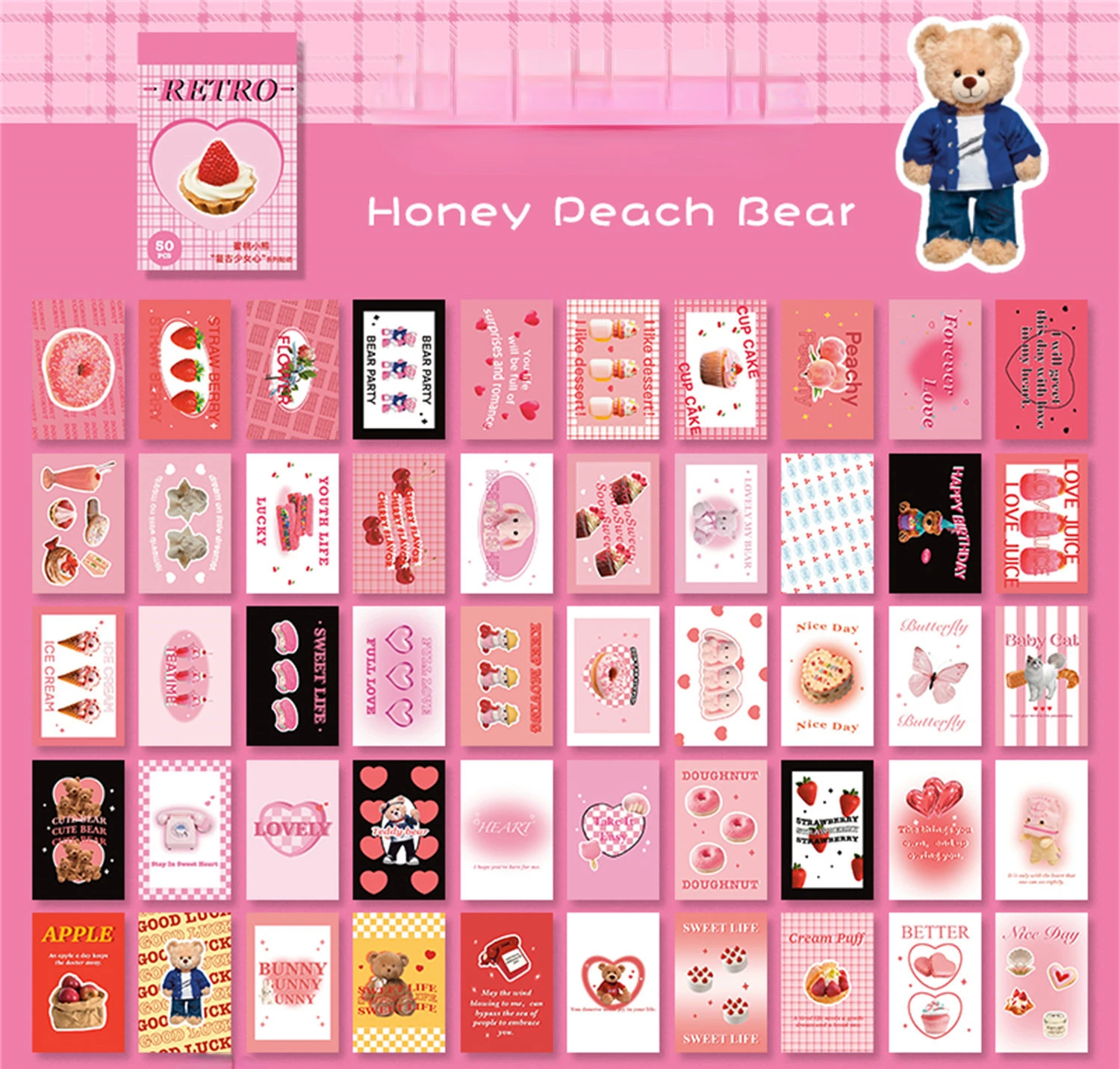 Ins 50 pcs Mini Sticker Book popular Decorative Stickers Cartoon Stickers Cute Stationary Student decoration