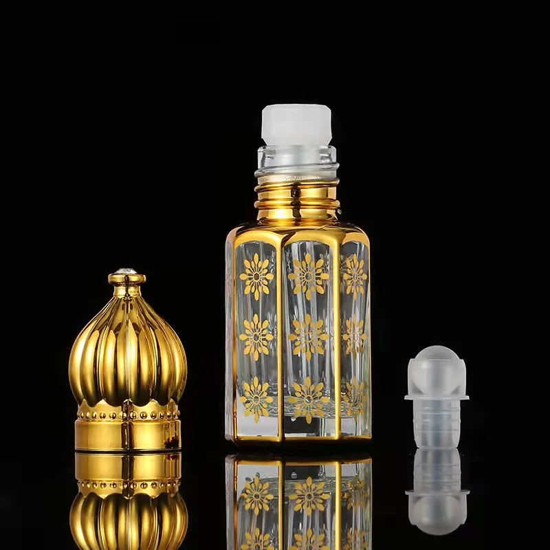 Hot Sale 3ml 6ml 12ml Custom Logo Hot Stamping Foiling Roll on Glass Oud Oil Bottle Mini Decorative Glass Perfumes Empty Bottles