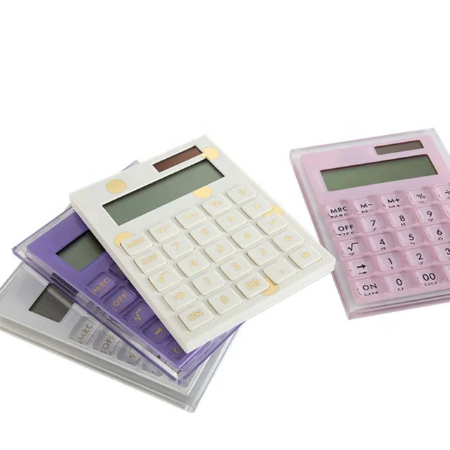 Dual power warm purple 12 digital  acrylic scientific calculator for office supplies