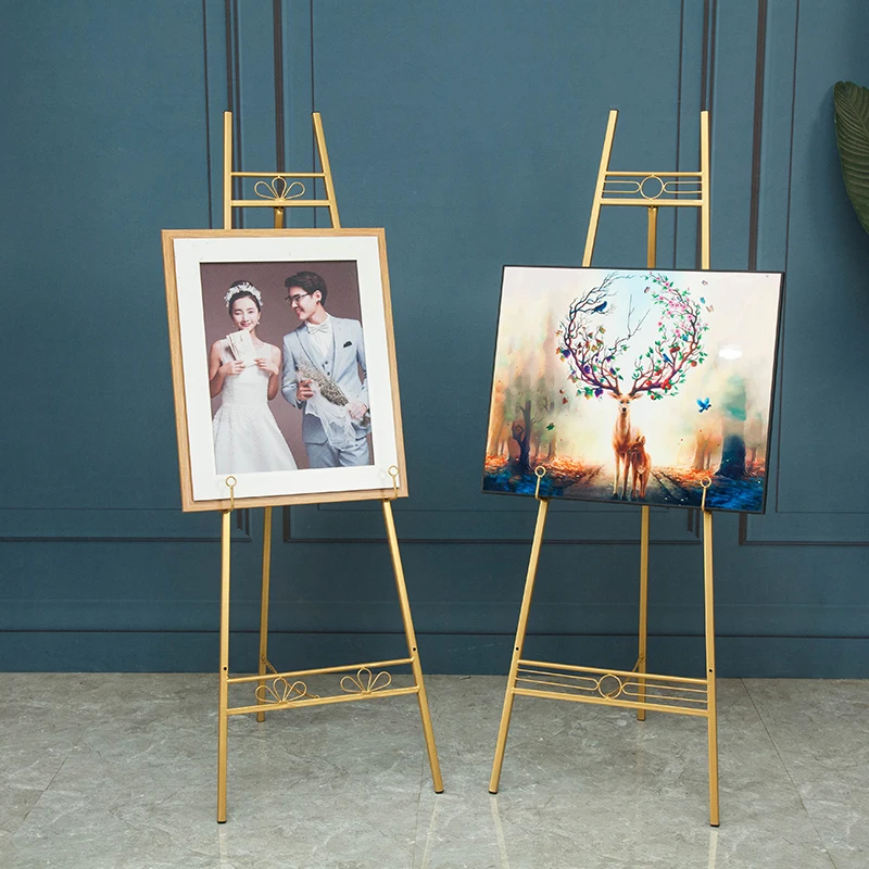Oil painting floor stand minimalist poster stand welcome water sign display stand iron wedding photo easel