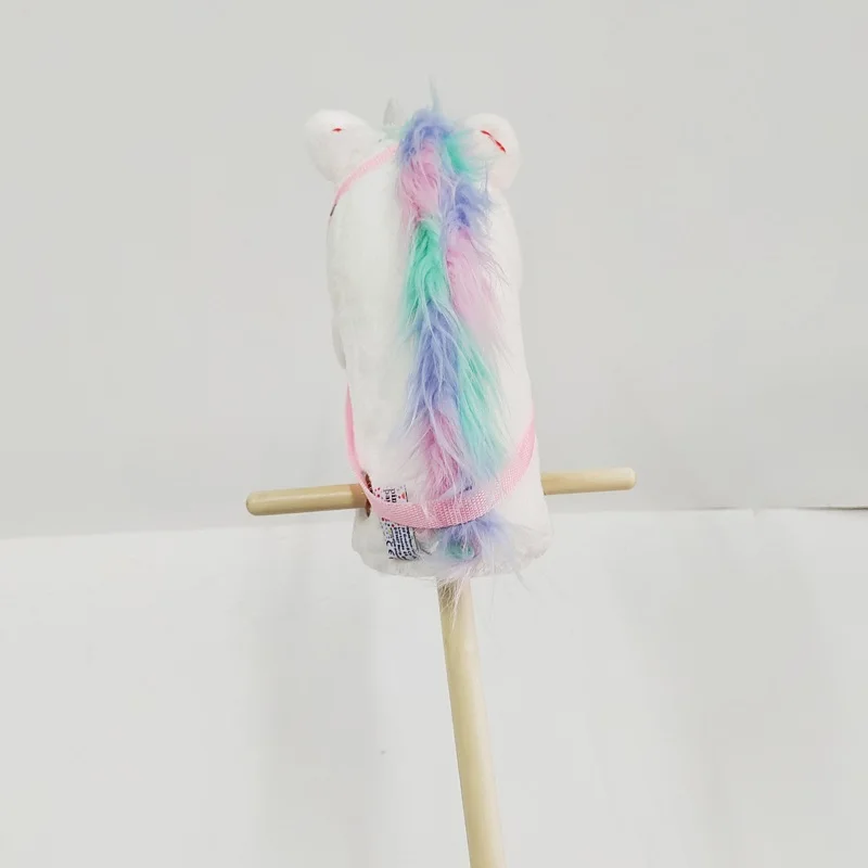 Stick Horse Plush Handcrafted Hobby Horse on A Stick with Wood