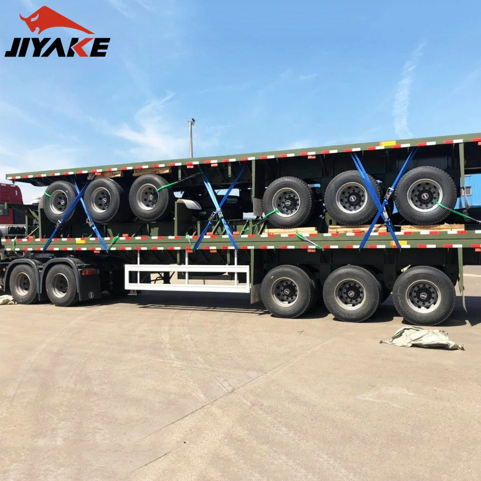 High Quality 3 axles 40 FT a axles 20 FT 50 tons container flatbed heavy duty semi truck head trailer