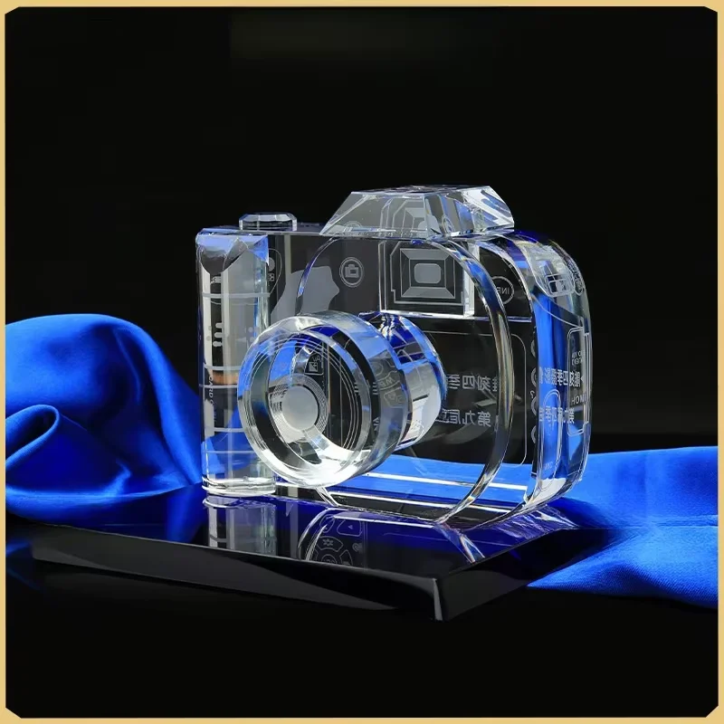 New Customized Crystal Carving Camera Decoration Crystal Inner Carving Crystal Handicrafts High-End Business Souvenir Gifts