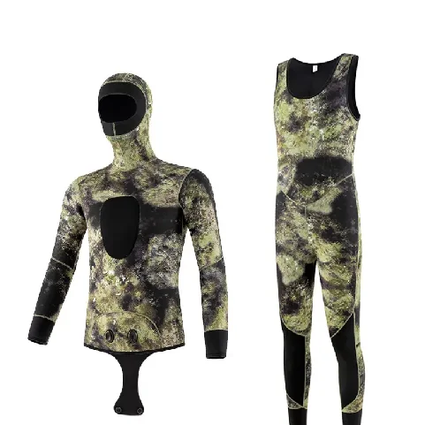 5mm 7mm Neoprene Hooded Spearfishing Wetsuit Keep Warm Two-piece Surfing Wet Suit Long Sleeve Diving Suit
