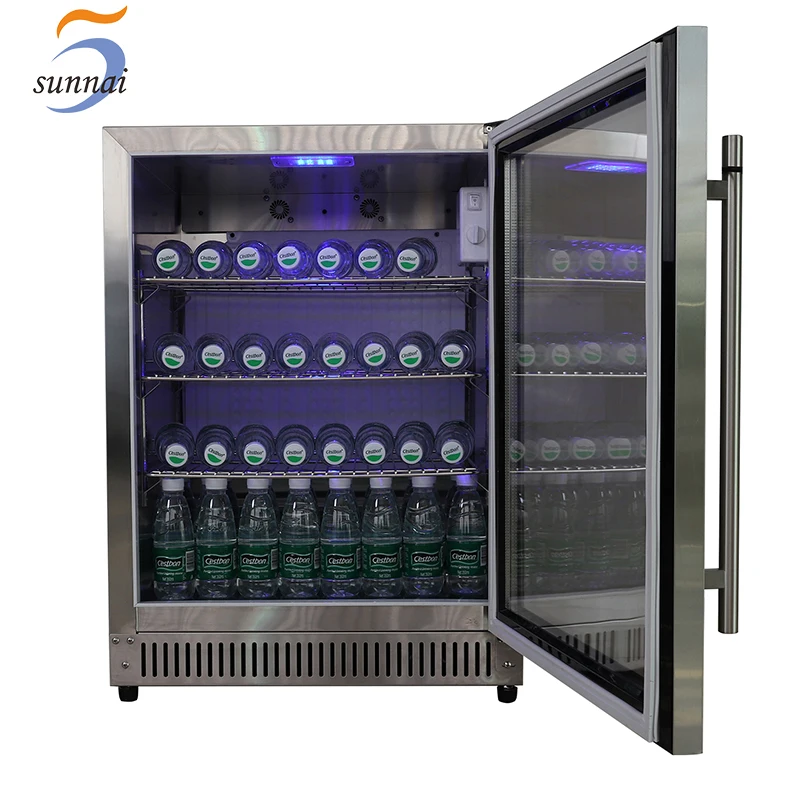 Sunnai OEM Glass Door Storage Can Cold Beverage Cooler Fridge For Home