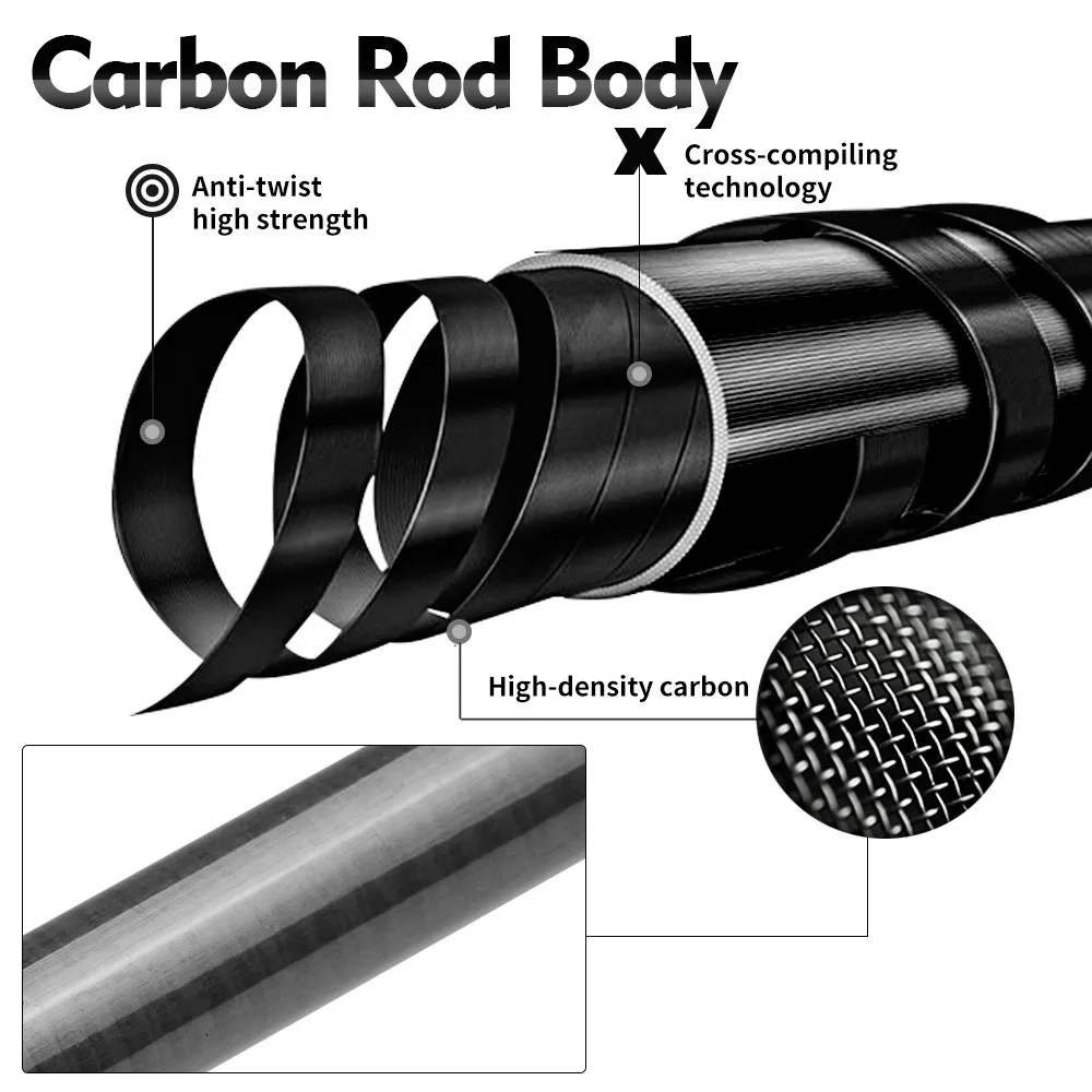 Custom ultra light carbon fiber surf carp telescopic fishing rod and reel combo