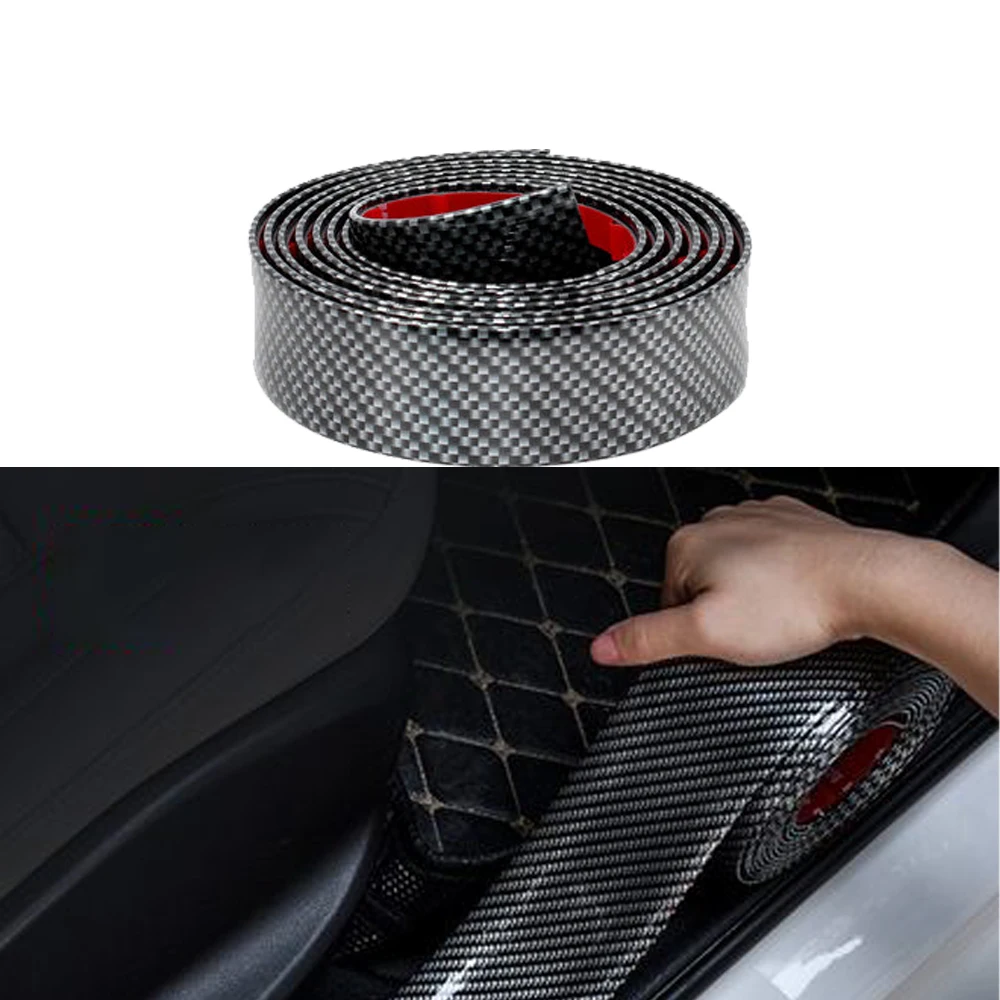 Car  Bumper Carbon Fiber stickers outdoor sticker chromium styling cover Decals Moulding Strip stickers for cardoor