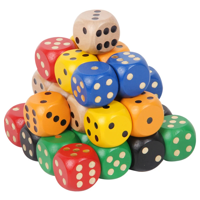 
4CM*4CM Wooden Solid Color Dice Board Game Checkers Running Group Game Accessories Non-toxic Wooden Rounded Edge Dice Custom 