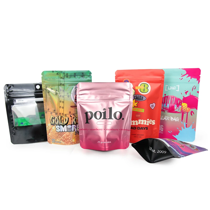 Custom Print 35 Mylar Bag for Gummies Childproof Zipper Bags Digital Print Smellproof Mylar Bags For Packing
