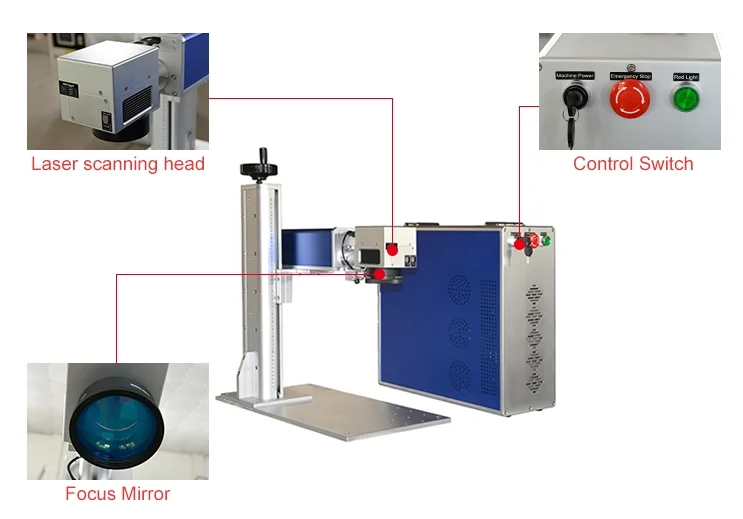 Long Service life plastic stainless steel metal jewelry 20w 30w 50w jpt raycus portable fiber laser marking machine for sale